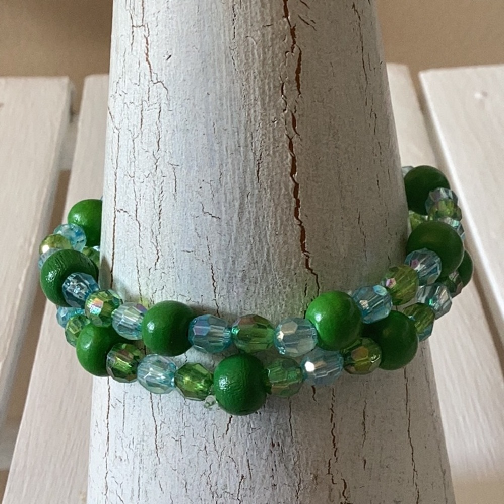 Green St Patrick’s Day Bracelets Set of 2 Handmade